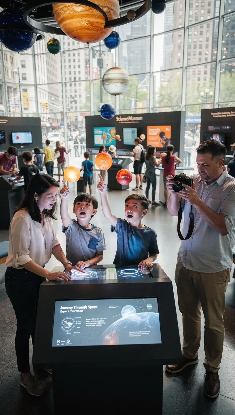 Rodzina korzystająca z wózka inwalidzkiego na malowniczej ścieżce.
